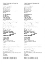 English Worksheet: Song to practice SOME ANY EVERY - Wake up, by Hillary Duff
