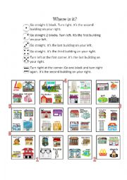 English Worksheet: Directions Dice Game