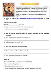 English Worksheet: Food Revolution with Jamie Oliver