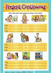 English Worksheet: Present Continuous - actions in progress at the moment of speaking + video 