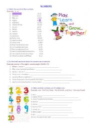 English Worksheet: Numbers. Exercises