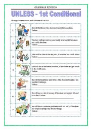 English Worksheet: GRAMMAR REVISION - UNLESS