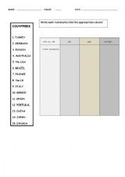 Nationalities with terminaisons