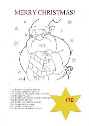 English Worksheet: Coloring Santa Claus 