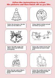 English Worksheet: CHRISTMAS - colouring