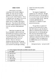 English Worksheet: AMISH YOUTH 