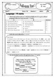 English Worksheet: End of term test 1