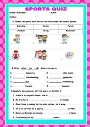 English Worksheet: SPORTS