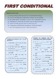 English Worksheet: FIRST CONDITIONAL