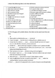 English Worksheet: Idioms with animals and body parts TASK + keys