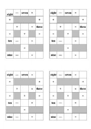 English Worksheet: Puzzle numbers (1-10)