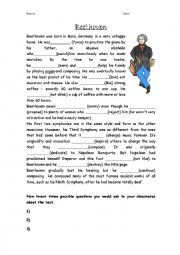 English Worksheet: beethoven - past simple