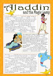 English Worksheet: ALADDIN AND HIS MAGIC LAMP (editable)