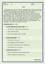 English Worksheet: Reading Comprehension