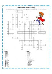 English Worksheet: CROSSWORD - OPPOSITE ADJECTIVES 