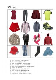 English Worksheet: Speaking cards: Clothes