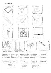 classroom objects* cut and paste activity