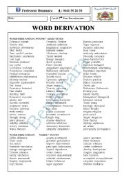 word derivation: nouns to adjectives and verbs 