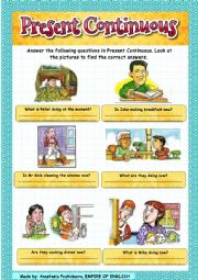 English Worksheet: Present Continuous - actions in progress + video 