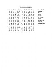 Classroom Objects- wordsearch