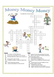 English Worksheet: CROSSWORD - Money Money Money 