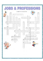 English Worksheet: CROSSWORD - Jobs and Professions 