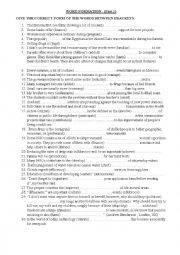 English Worksheet: Word Formation (Part 1)