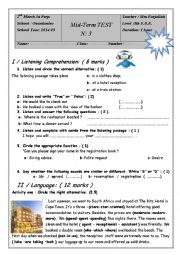 English Worksheet: mid-term test 3