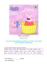 PEPPA PIG - HIDE AND SEEK - WORKSHEET