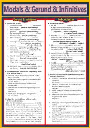 English Worksheet: Gerund & Infinitives & Modals