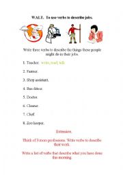 English Worksheet: Jobs - verbs