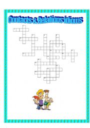 English Worksheet: CROSSWORD - Contacts & Relations with key