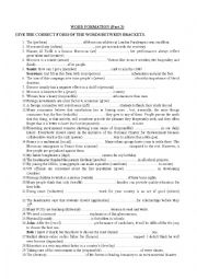 English Worksheet: Word Formation (Part 3)