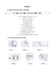 English Worksheet: Poem Five little pumpkins