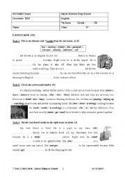 English Worksheet: 7 Test 2 2015-2016 new version