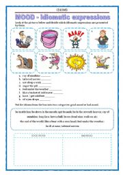 English Worksheet: IDIOMS 7 - MOOD with key