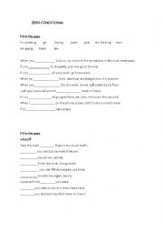 English Worksheet: zero conditional