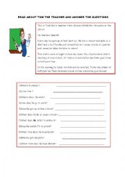 English Worksheet: read about the tom teacher and answer the questions
