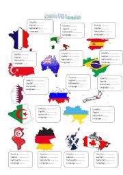 English Worksheet: countries and nationalities