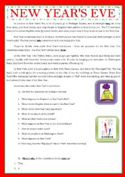 English Worksheet: NEW YEARS EVE IN ENGLISH SPEAKING COUNTRIES