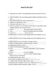 English Worksheet: Whats my job? (guessing game)