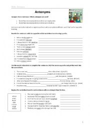 English Worksheet: Antonyms