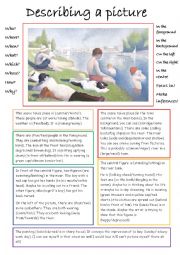 English Worksheet: Describing a picture