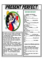 English Worksheet: Present Perfect - Anns New Years Eve Party