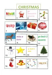 English Worksheet: Board game: Christmas