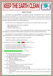 KEEP THE EARTH CLEAN - ENVIRONMENT TEST B