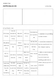 English Worksheet: just the way you are maze