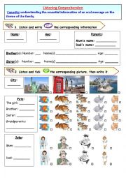 English Worksheet: Mary introduces her family