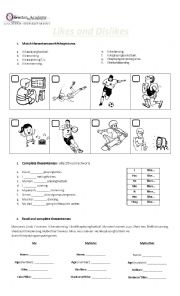 Likes and Dislikes (action verbs) 