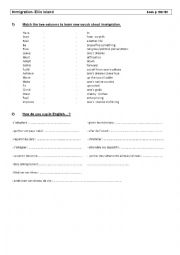 English Worksheet: Vocabulary Immigration in the usa
